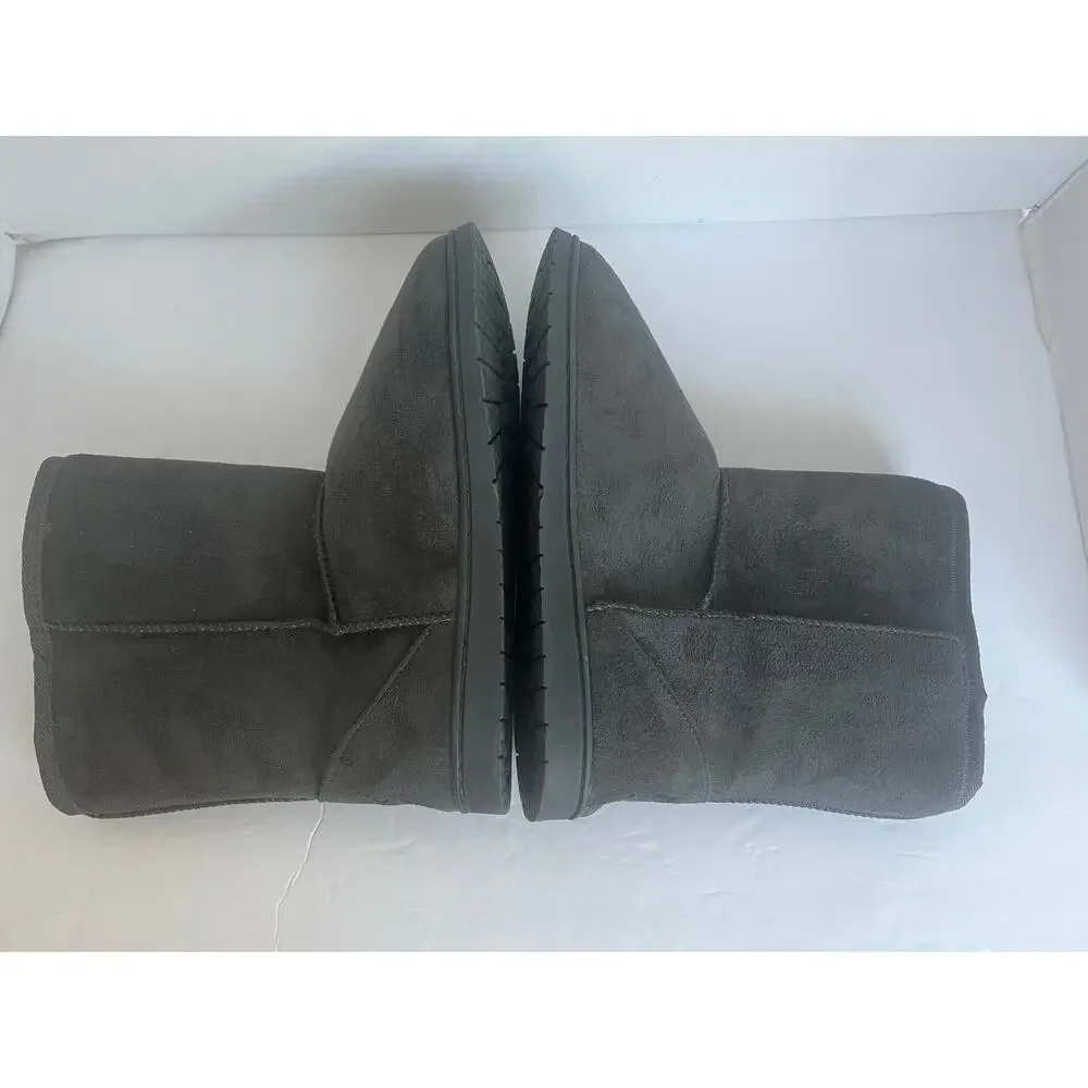 NWT DAWGS Dark Gray 9 Inch Faux Shearling Microfiber Vegan Winter Boots Sz 11‎